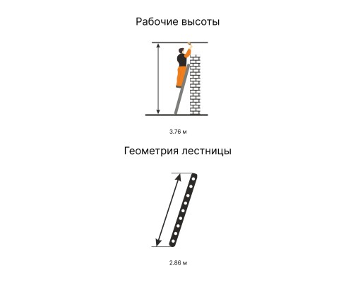 Приставная лестница 10 ступеней Эйфель Гранит