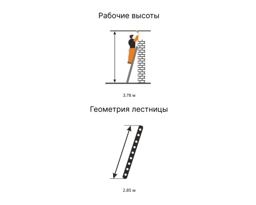 Приставная лестница 10 ступеней Эйфель Комфорт-Профи-Пирамида